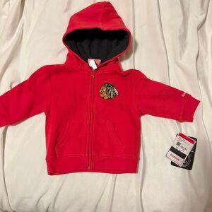 Reebok 2T Blackhawks Hockey Sweatshirt Hoodie Full Zip Face Off Collection Red